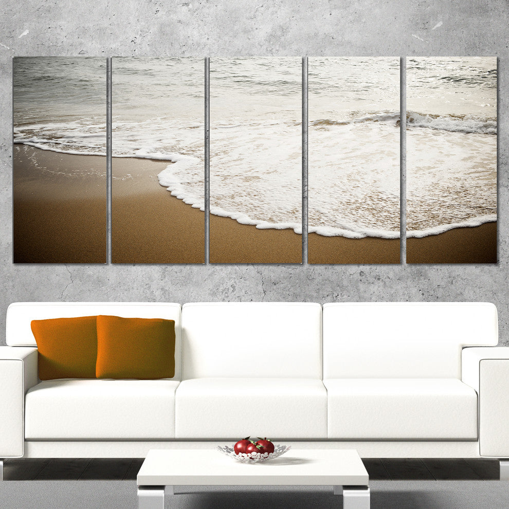 "Close-up Waves in Mediterranean Sea" Seascape Wall Art", 5 Panels, 60"x28"