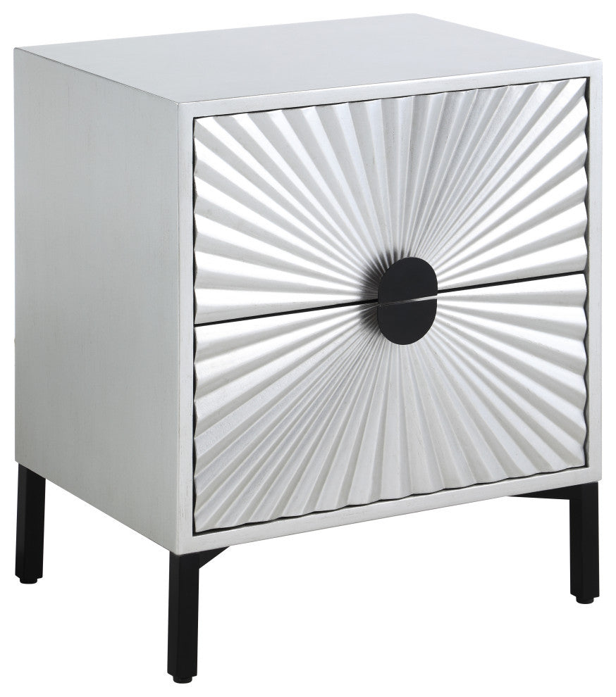 Glitz Antique Silver and Matte Black Side Table