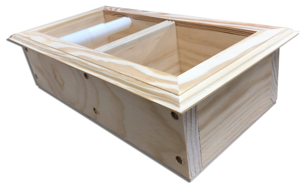 Bayshore Recessed Solid Wood Double Toilet Paper Holder 7 x 14.5, Unfinished