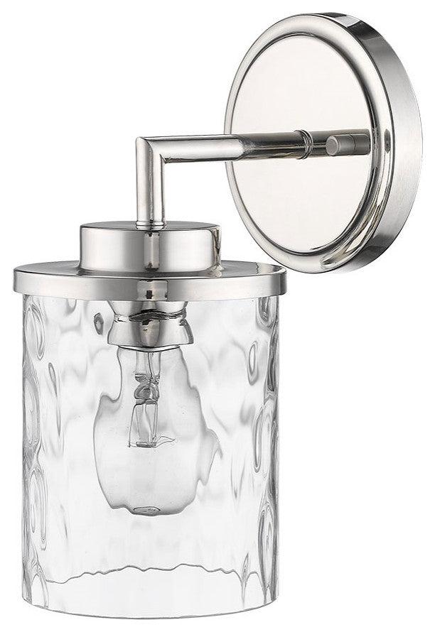 1 Light Bathroom Wall Sconce in Polished Nickel