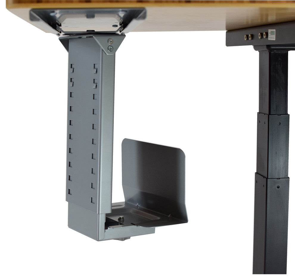 Adjustable Width, Height Under Desk Cpu Holder Swivels, Slides, Holds PC Tower