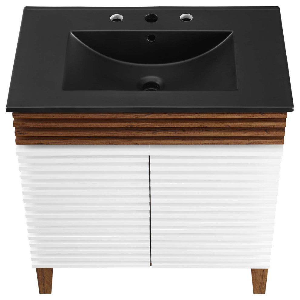 Render 30" Bathroom Vanity, White Walnut Black