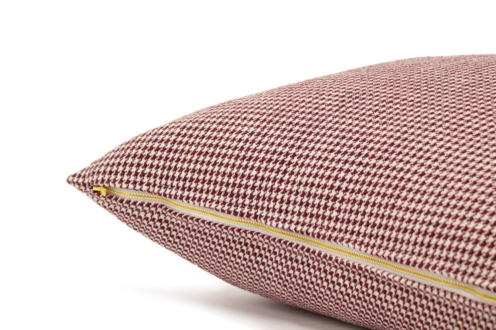 Crimson Houndstooth Cushion Cover, 20" X 20"
