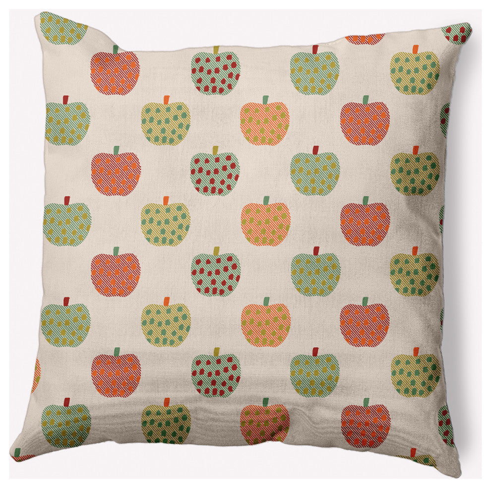 18" x 18" Apple Pattern Indoor/Outdoor Polyester Throw Pillow, Maple Red