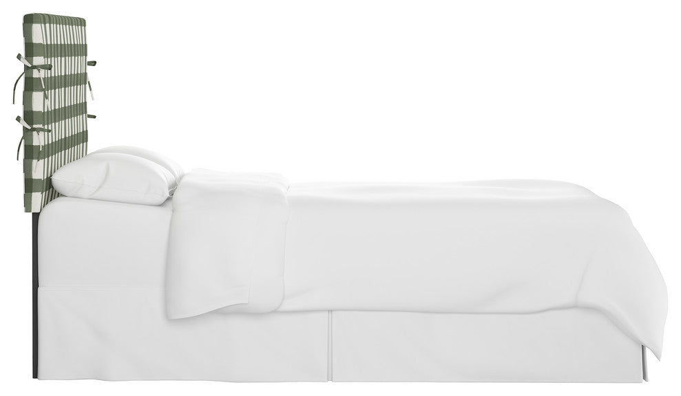 Bern King Slipcover Headboard With Ties, Buffalo Square Sage