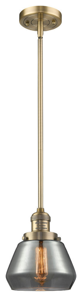 Fulton 1-Light LED Mini Pendant, Brushed Brass, Glass: Plated Smoked