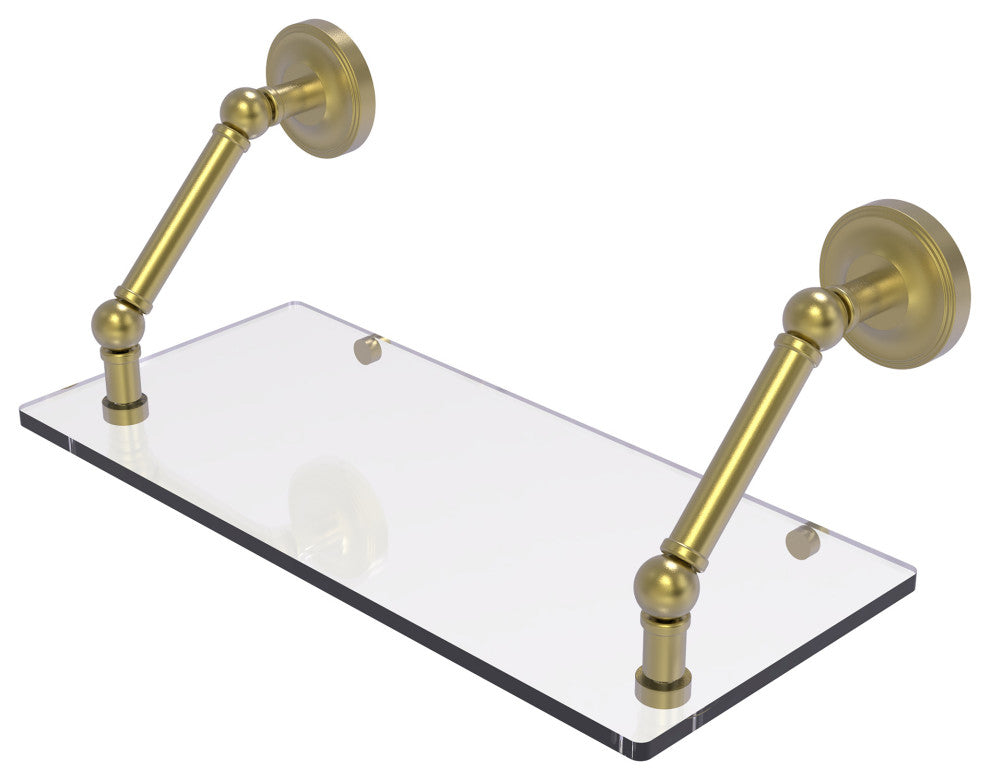 Prestige Regal 18" Floating Glass Shelf, Satin Brass