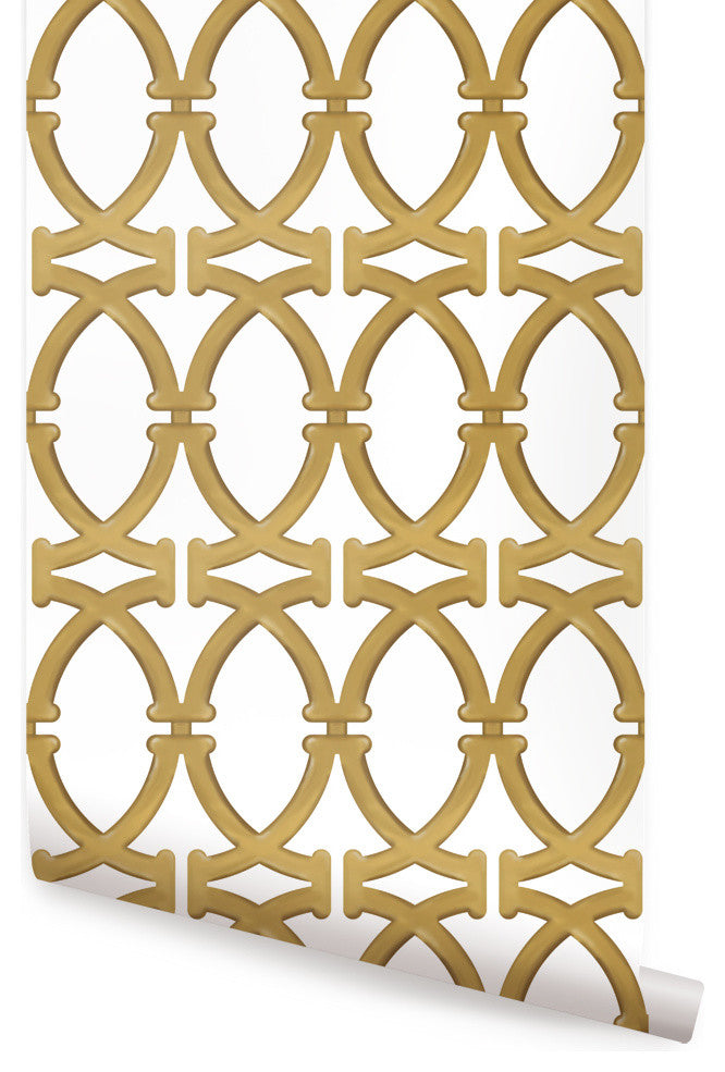 Links Peel and Stick Vinyl Wallpaper, Gold, 24"w X 108"h