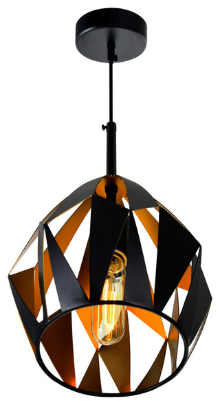 Oxide 1 Light Down Mini Pendant With Black+Copper Finish