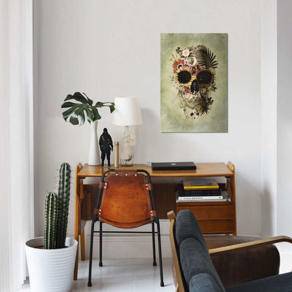 "Garden Skull Light" by Ali Gulec, Canvas Print, 18"x12"