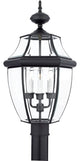 Quoizel NY9043K Three Light Outdoor Post Lantern, Mystic Black Finish