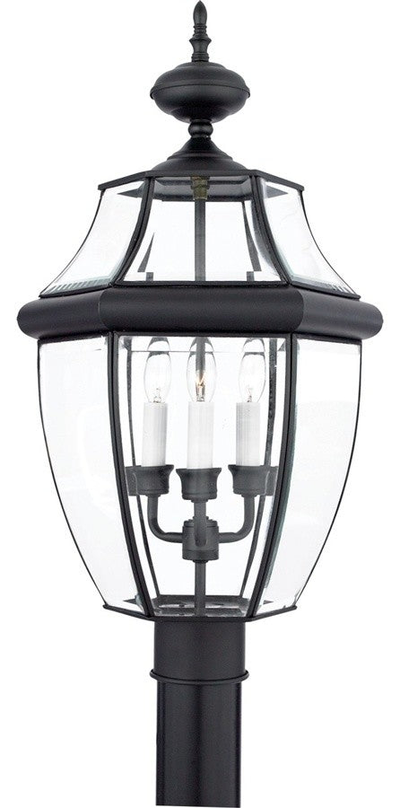 Quoizel NY9043K Three Light Outdoor Post Lantern, Mystic Black Finish