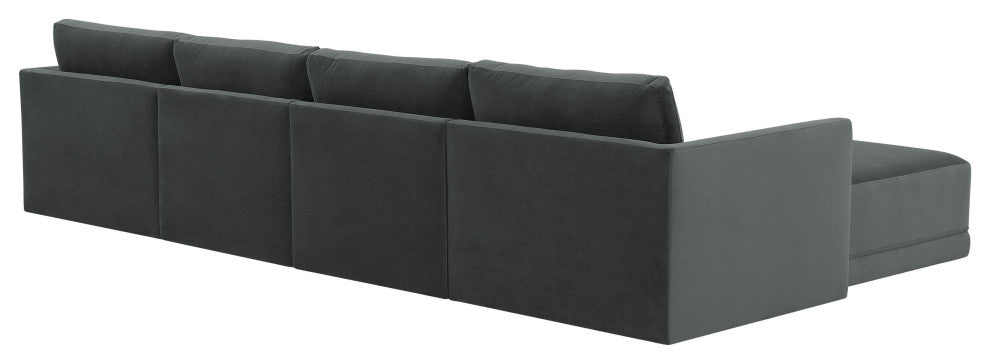 Flix Modular U Velvet Sectional Sofa, Modern 6 Piece Sectional Couch Set, Grey