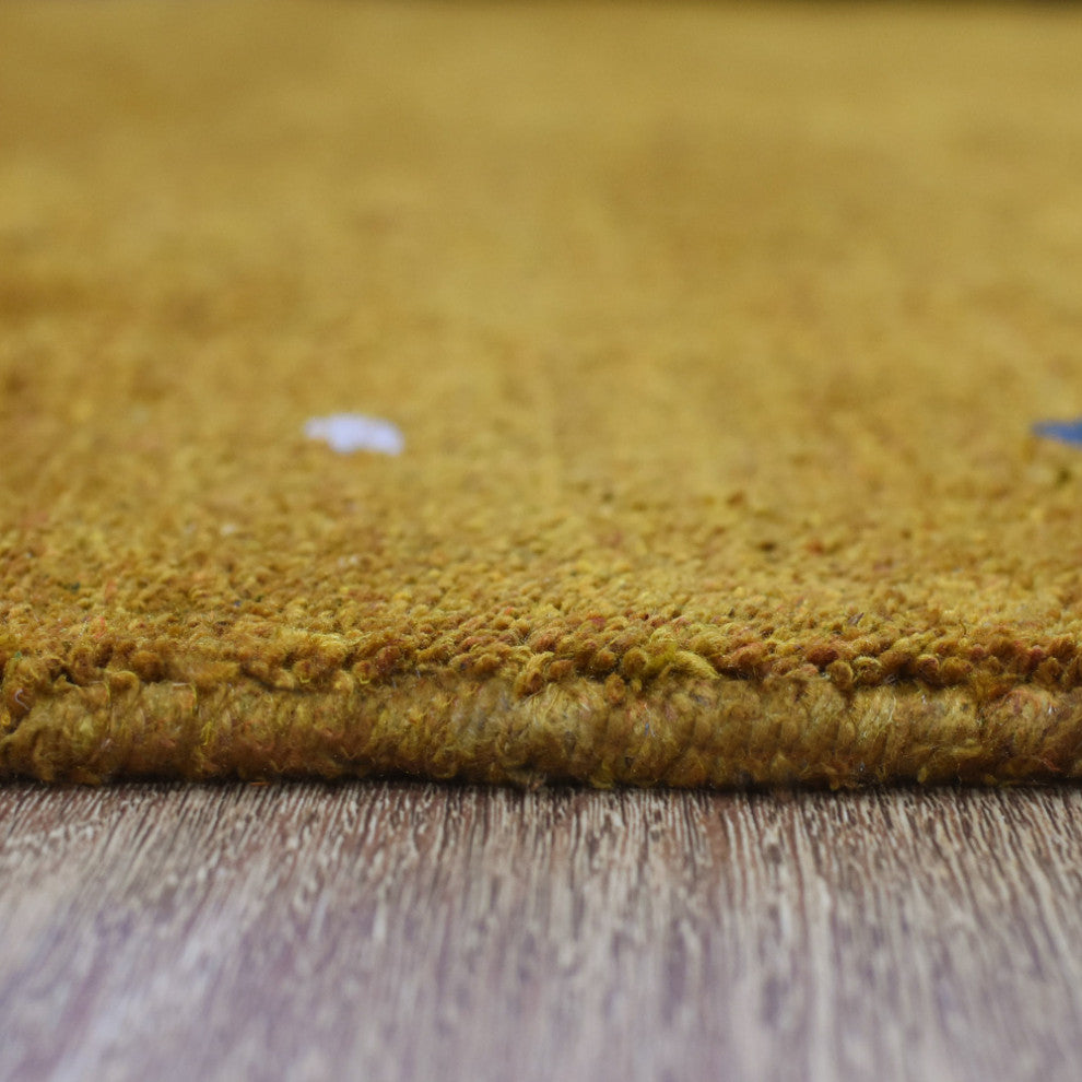 Hand Knotted Loom Silk Mix Area Rug Contemporary Gold