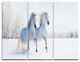 "Two Galloping White Ponies" Photo Metal Wall Art, 3 Panels, 36"x28"