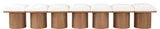 Pavilion Boucle Fabric Upholstered 7-Piece Modular Bench, Cream, Walnut Finish