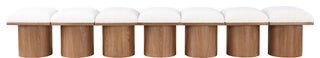 Pavilion Boucle Fabric Upholstered 7-Piece Modular Bench, Cream, Walnut Finish