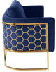 Casa Velvet Upholstered Sofa, Navy, Gold Finish