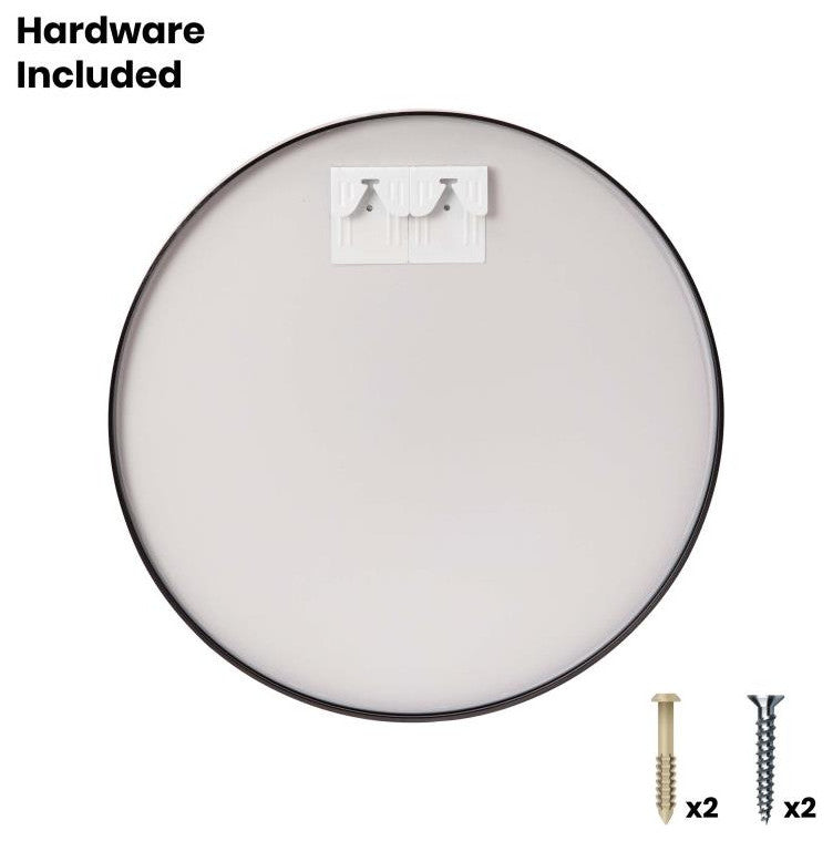 Julianne Large Accent Mirror Metal Framed Wall Mirror, Black, 24"