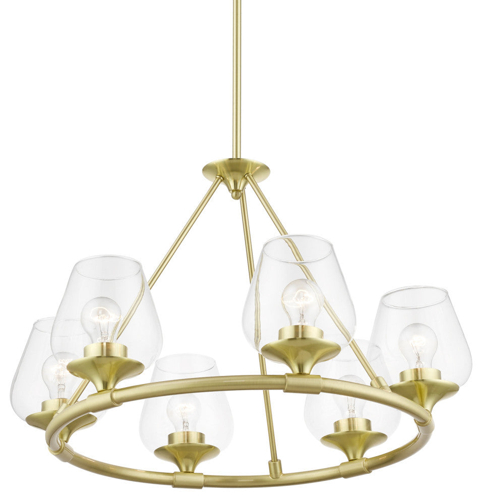 Willow 6 Light Satin Brass Chandelier