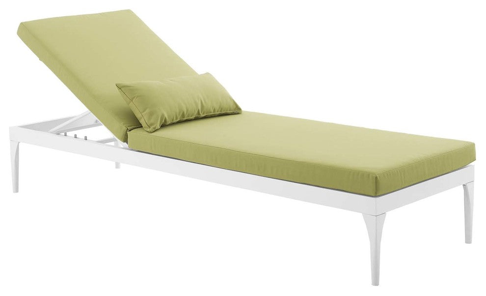 White Peridot Perspective Cushion Outdoor Patio Chaise Lounge Chair