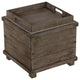 Cortesi Home Scusset Storage Chest Tray Ottoman in Fabric and Wood, Grey