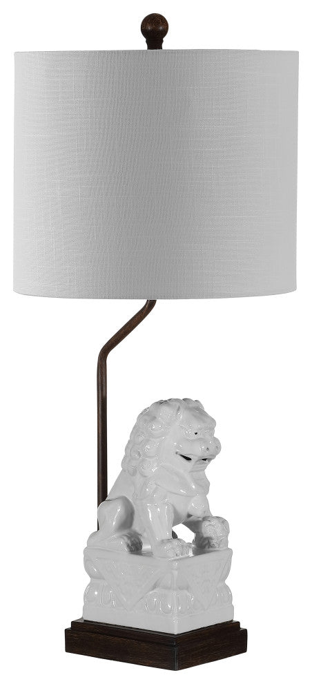 Guardian Lion 27.5" Ceramic Classic LED Table Lamp, White