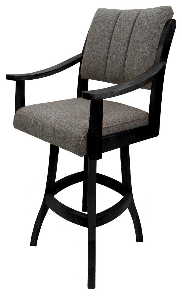 Swivel Counter Wood Bar Stool Casa on S-Base, Mojave Grey - Black, 26"