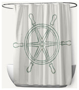 Large Ship Wheel Sage 70" w x 73" h Shower Curtain
