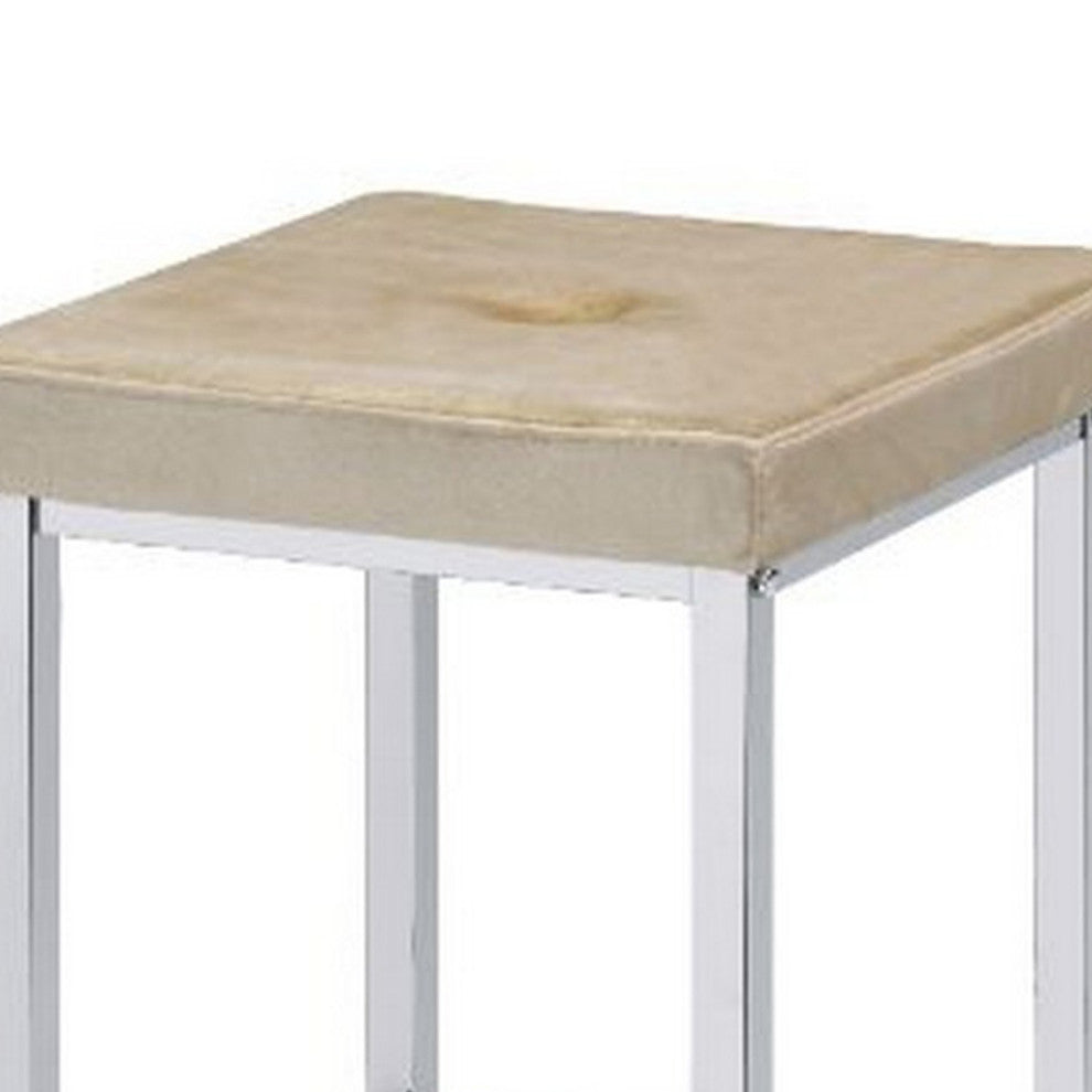 Benzara BM251121 Counter Height Stool With Padded Seat and Metal Base, Beige