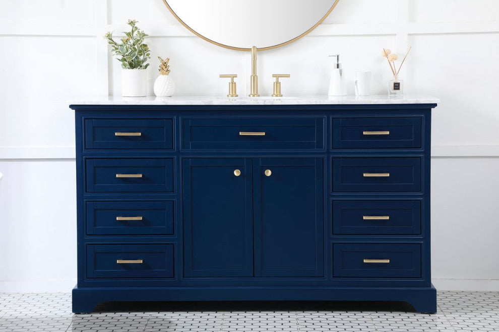 Amber Single Bathroom Vanity, Blue, Blue, 60"