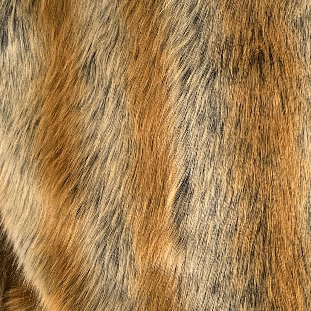 Plutus Brown Gold Chinchilla Faux Fur Luxury Throw Pillow, 18" x 18"