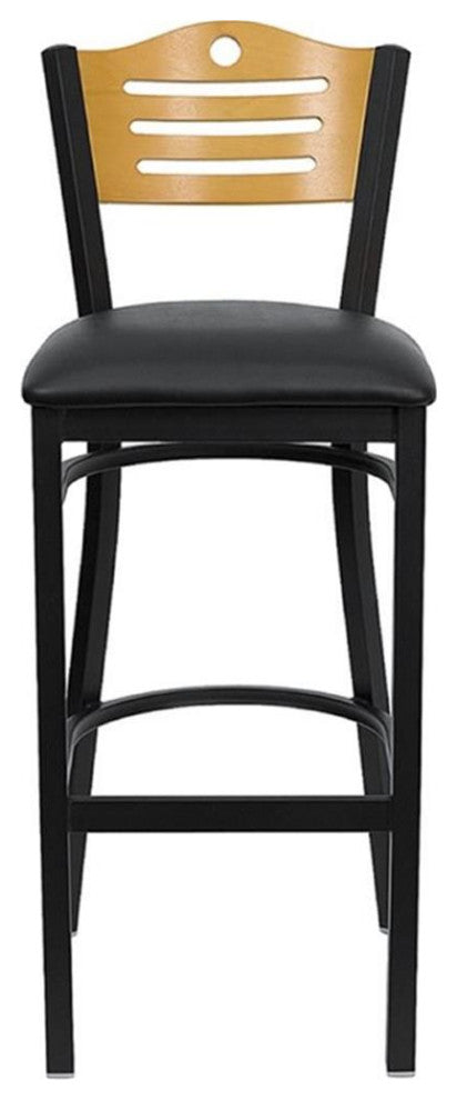 Flash Furniture Hercules Series 32" Slat Back Metal Bar Stool in Black