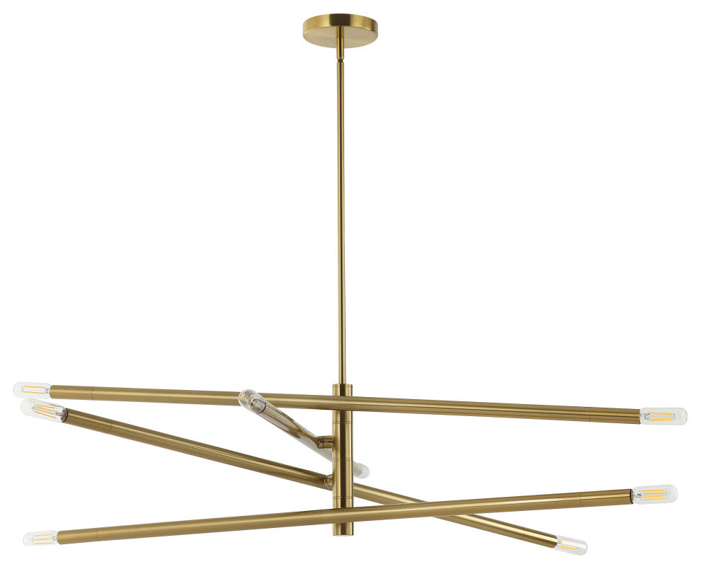 Wand Modern 8 Light Aged Brass Metal Pendant