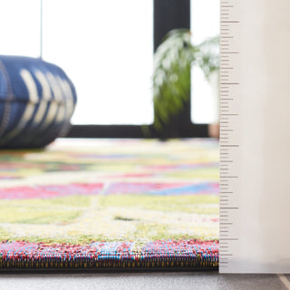 Safavieh Barbados Collection Indoor-Outdoor BAR556 Rug, Black/Green/Purple, 6'6" Square