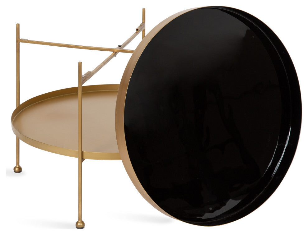Nira Metal Coffee Table, Black/Gold 26" Diameter