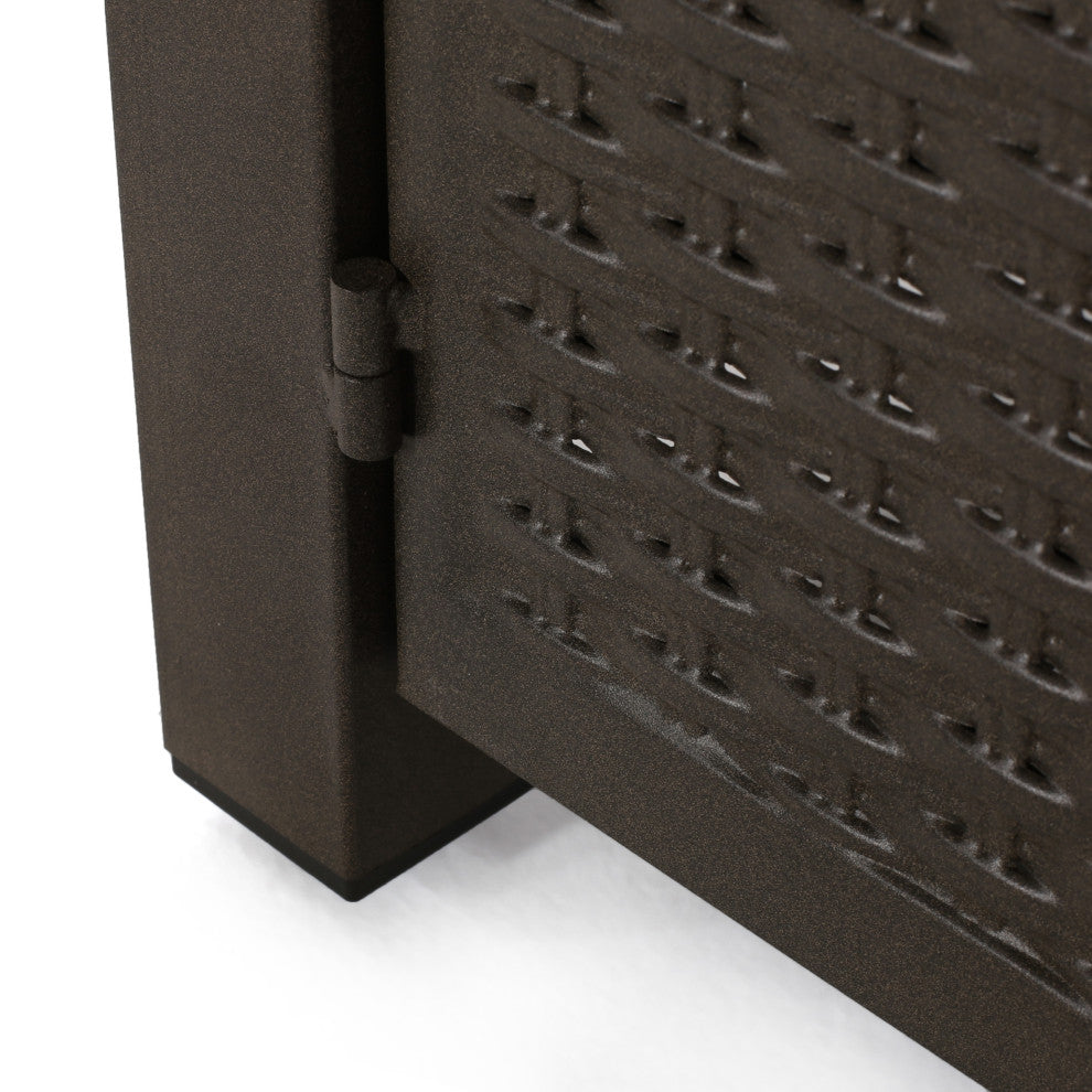 Larry Outdoor 40,000 BTU Iron Square Fire Pit, Dark Brown/Brown Wood Grain