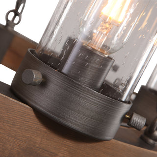 6 Light Wooden Wagon Wheel Chandelier