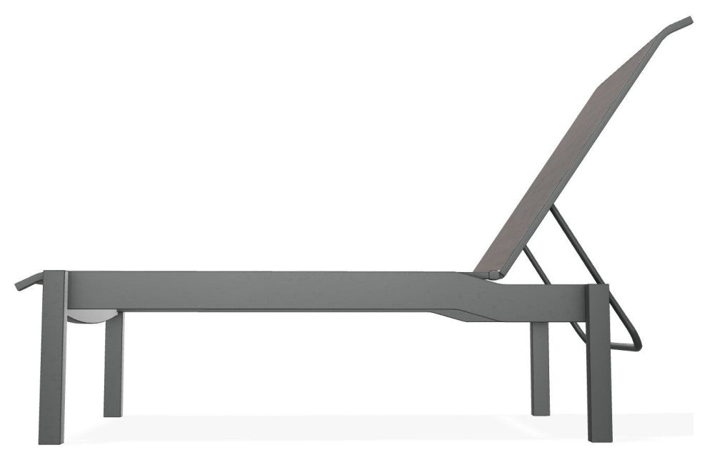 Leeward Sling Stackable Outdoor Chaise Lounge, James/Graphite