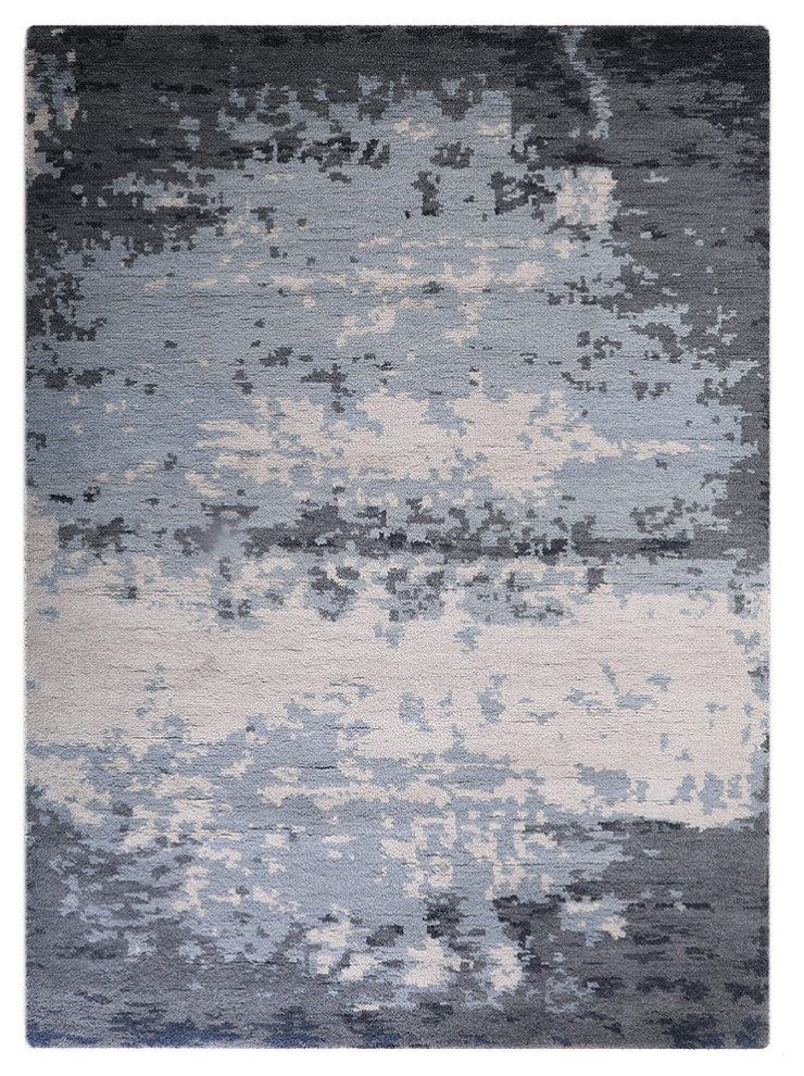 Hand Knotted Wool Area Rug Abstract Multicolor