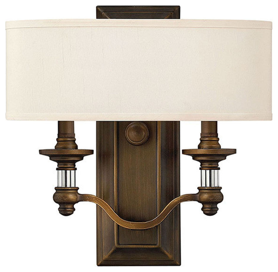 Hinkley Sussex Medium Two Light Sconce, English Bronze