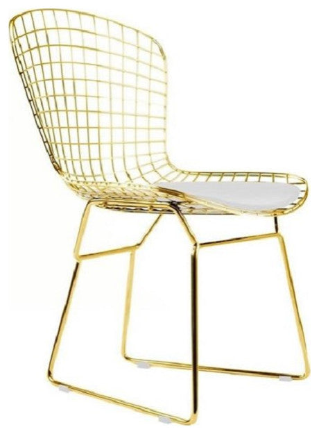 Bertoia Wire Chair, Gold/White