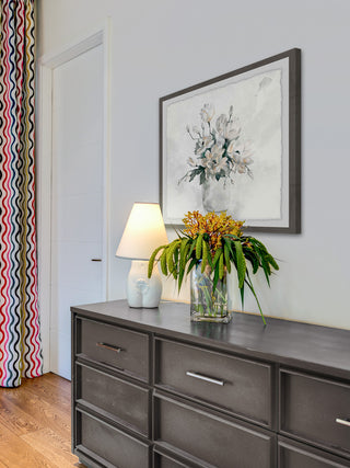 "Pearly White" Framed Painting Print, 32"x32"