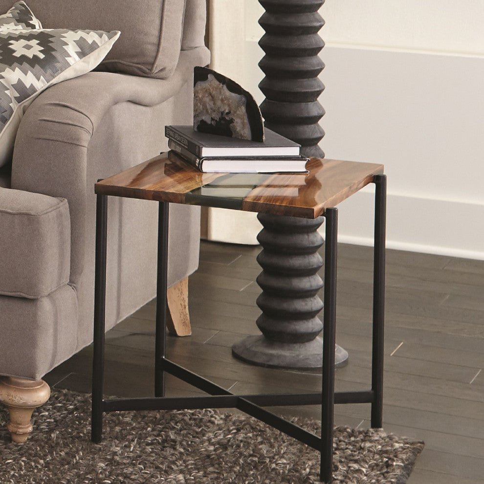 Rivers Edge 22" Acacia Wood and Acrylic End Table