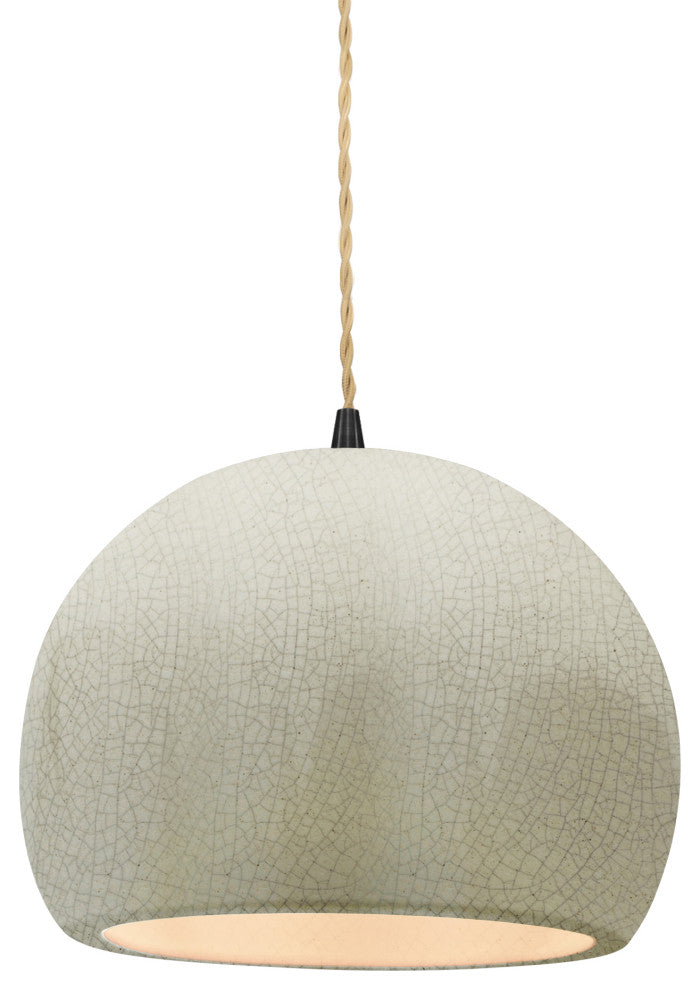 Radiance Small Globe 1-Pendant, White Crackle/Matte Black/Beige Twisted, Bulb