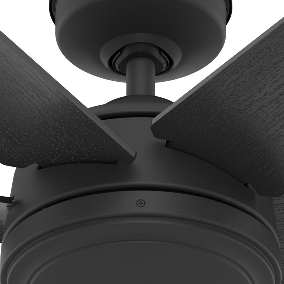 Hunter 52" Jetty Matte Black Wet Rated Ceiling Fan, Wall Control