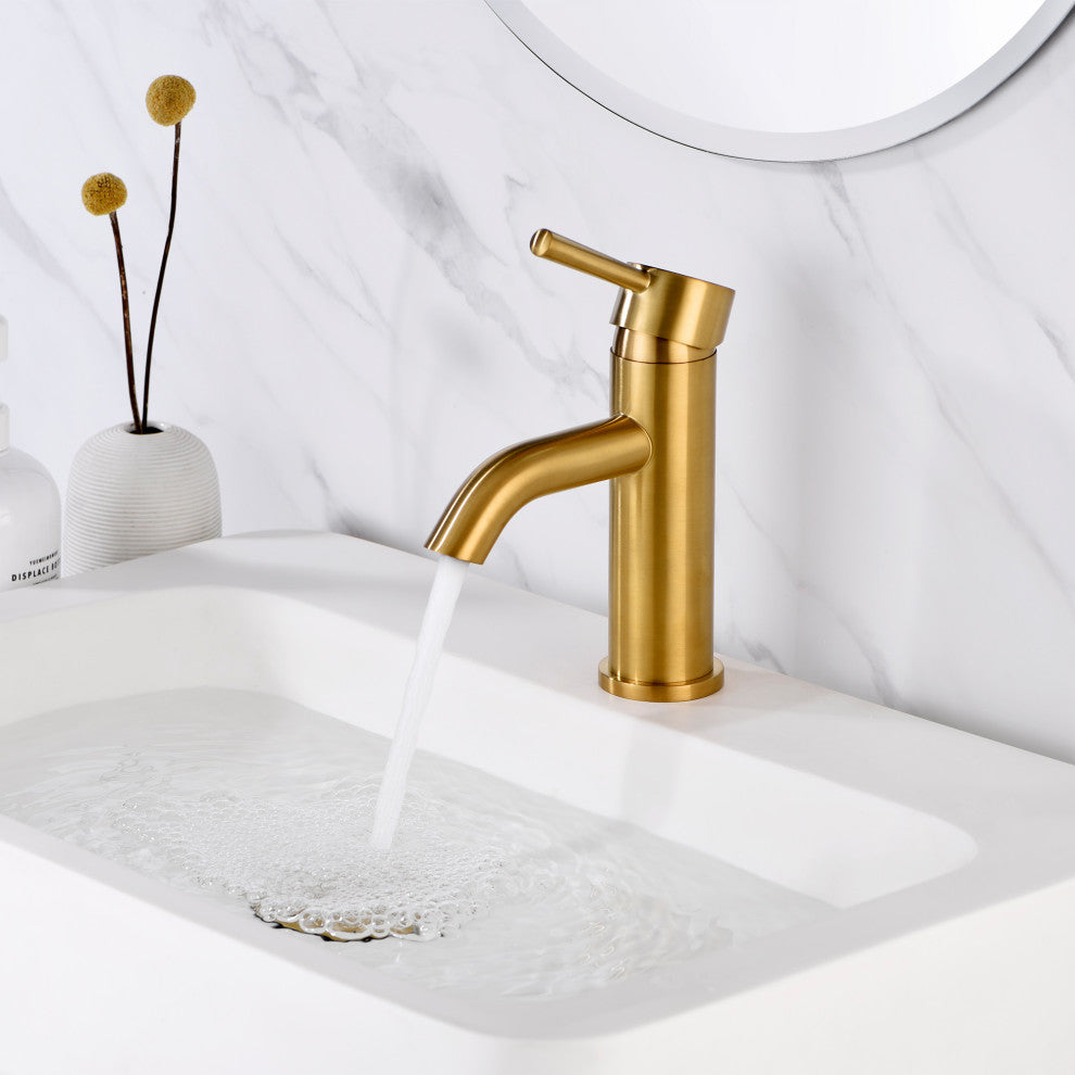 Luxier BSH03-S Single-Handle Bathroom Faucet with Drain, Brushed Gold