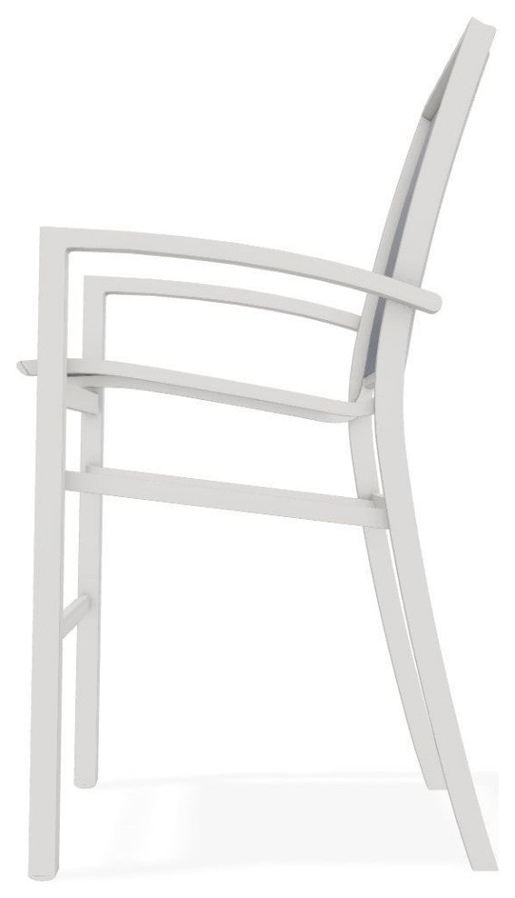 Kendall Sling Bar Height Stackable Outdoor Stool, Augustine Denim/Snow
