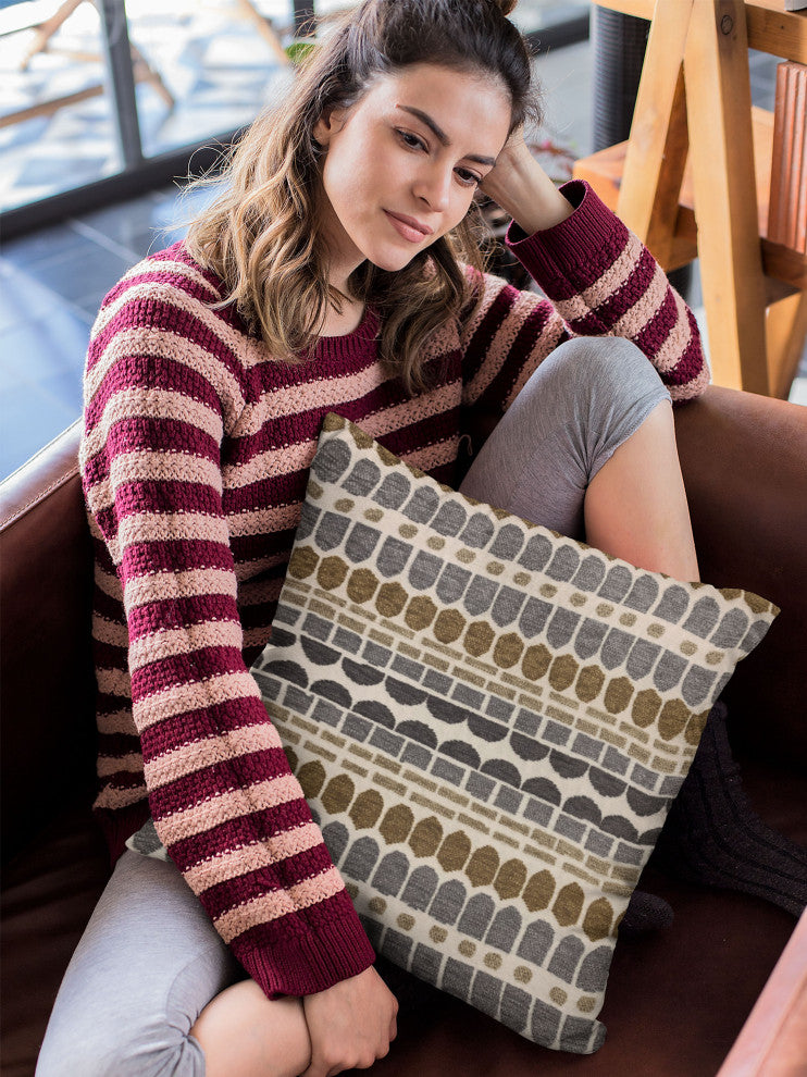 Plutus Green, Gray Harmony Border Luxury Throw Pillow, 22"x22"