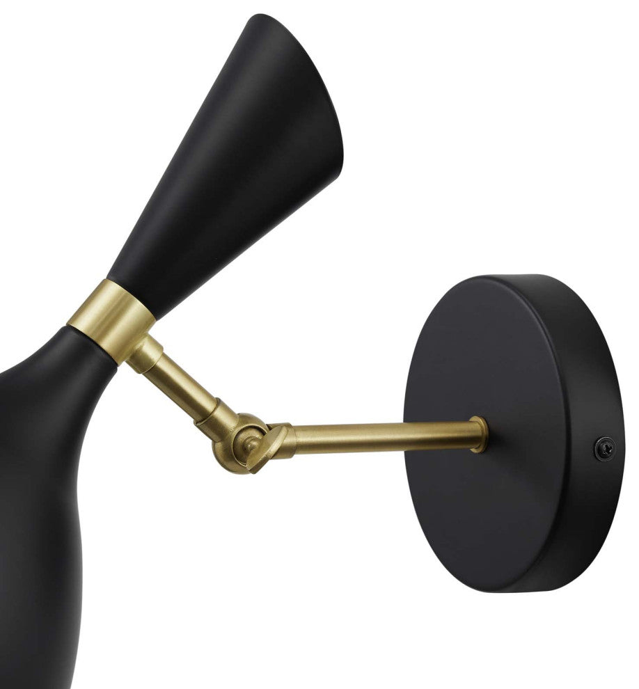 Sconce Wall Lamp Light Fixture, Black, Metal, Modern Cafe Bistro Hospitality